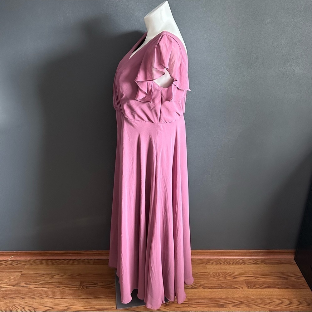 David's Bridal Mauve Flutter Sleeve Bridesmaid Dress - Picture 9 of 12